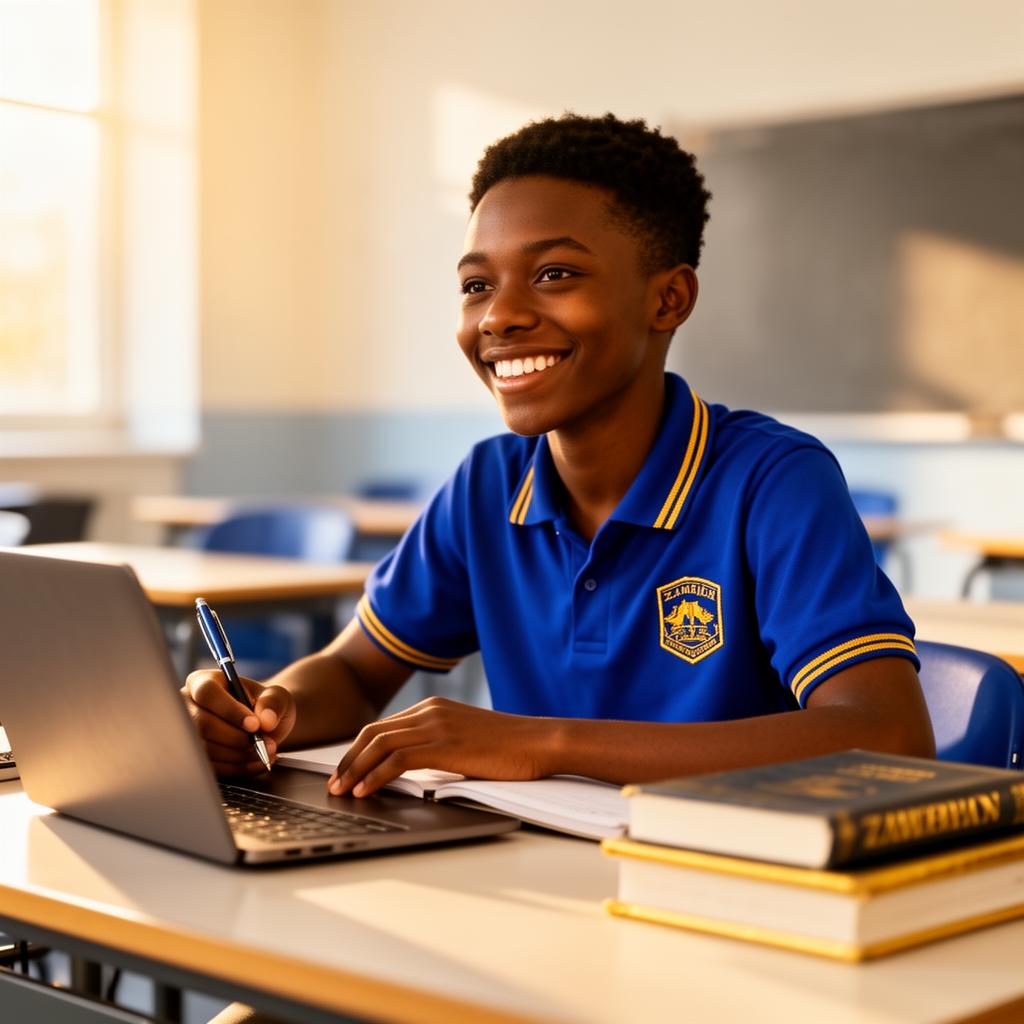 Zambian student learning on the Distinction Learning Platform